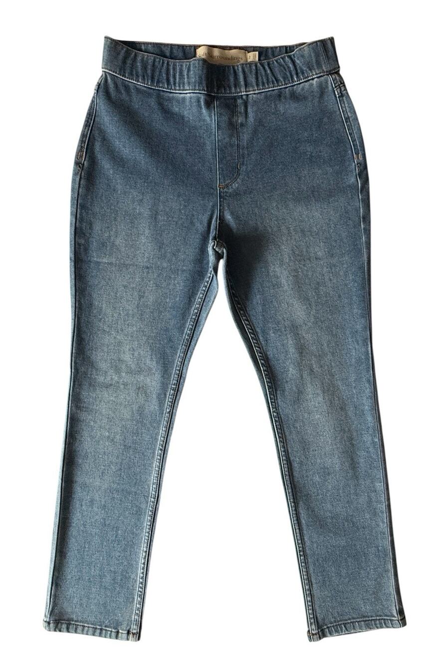 Soft Surroundings Denim Pull On Slim Leg Jeans Stretch Petite Medium Stretch